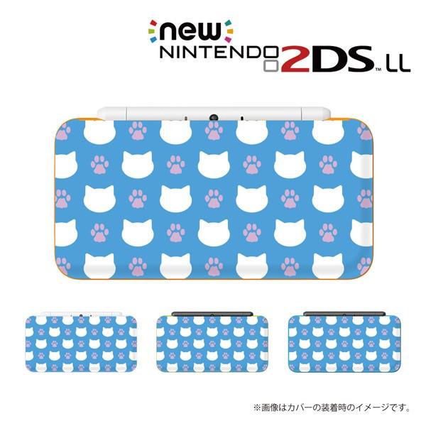 new NINTENDO 2DS LL カバー ケース ハード / にゃんこドット ねこ 肉球 かわ...