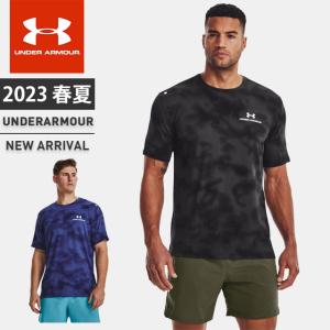 ☆ネコポス アンダーアーマー メンズ Tシャツ 半袖 丸首 UA ラッシュ エナジー ショートスリーブ プリント ルーズ サポート 吸汗速乾 伸縮性｜imoto-sports