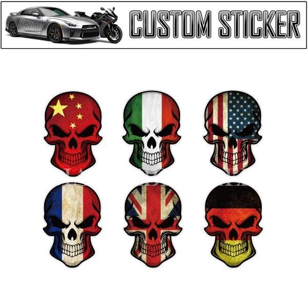 ワールド スカル ステッカー アメリカ イギリス イタリア ドイツ チャイナ カスタム 汎用