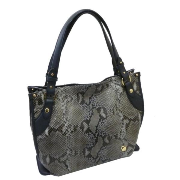 蛇革パイソン・レディース・トートバッグ艶有り(172)GY
