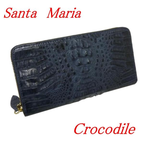 [サンタマリア]クロコダイル 財布 メンズ 長財布 カイマン ワニ革 ラウンドファスナー マット H...