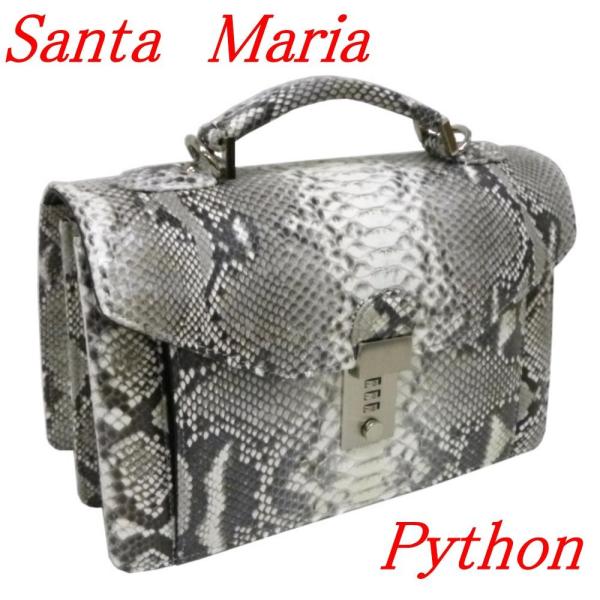 [サンタマリア]パイソン セカンド バッグ 蛇革 メンズ(ナチュラル）艶有り Santa Maria