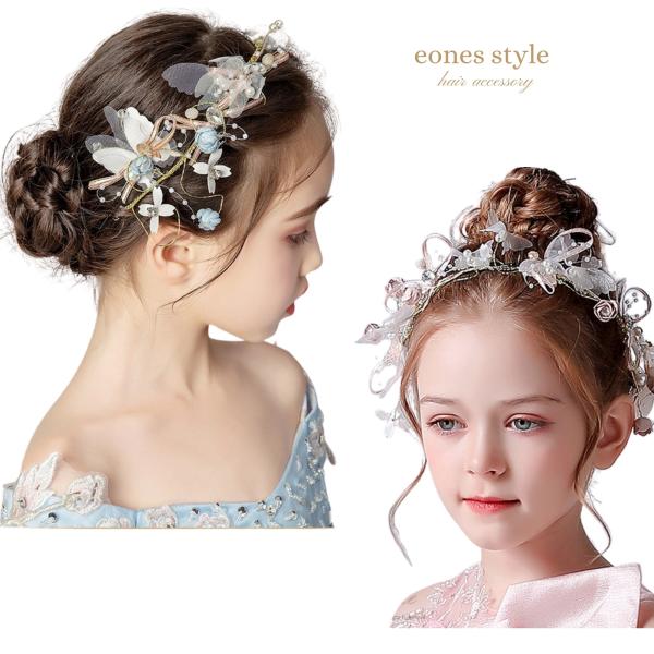 ヘアアクセサリー 子供 ピアノ発表会 ヘッドドレス 髪飾り 女の子 レディース 花 リボン キッズ ...