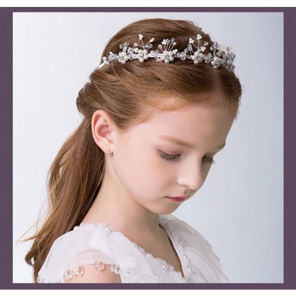 ヘアアクセサリー ヘッドドレス 子供 髪飾り 女の子 キッズ ティアラ 花 カチューシャ ピアノ発表...