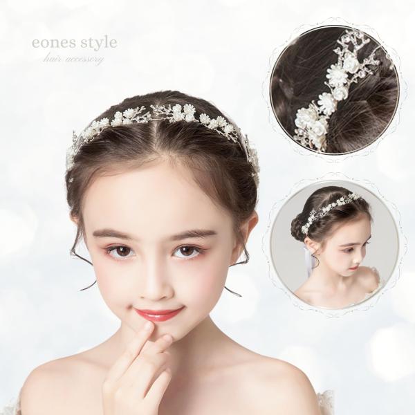 ヘアアクセサリー 手作り 髪飾り 子供 ヘッドドレス 女の子 ピアノ 発表会 フォーマル 薔薇 モチ...