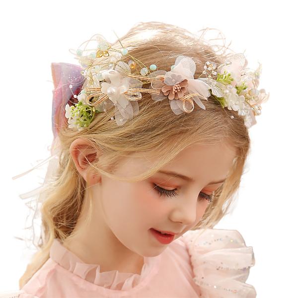 ヘアアクセサリー ハンドメイド 女の子 レディース ピアノ 発表会 蝶々 ティアラ カチューシャ 結...