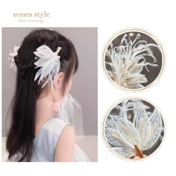 ヘアアクセサリー 子供 ピアノ 発表会 キッズ レディース 手作り 髪飾り ヘアクリップ ホワイト ...