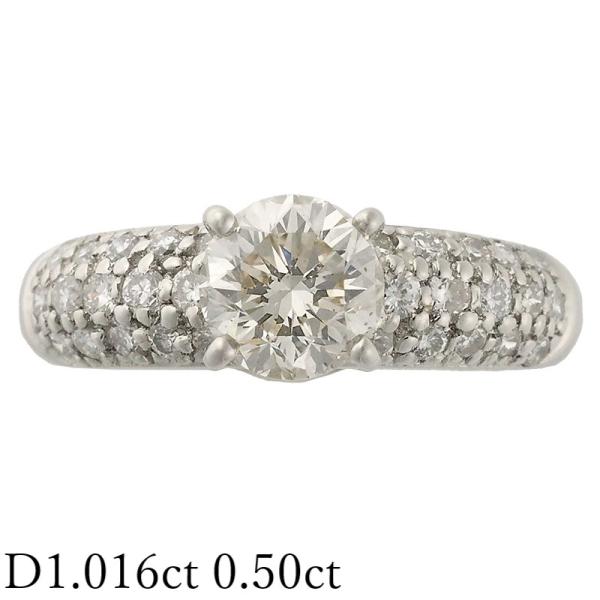 FB SI1 F ダイヤモンド/1.016ct ダイヤ/0.50ct リング Pt900 12号 ソ...
