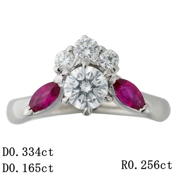H-SI2-VG ダイヤモンド/0.334ct ダイヤ/0.165ct ルビー/0.256ct デザ...