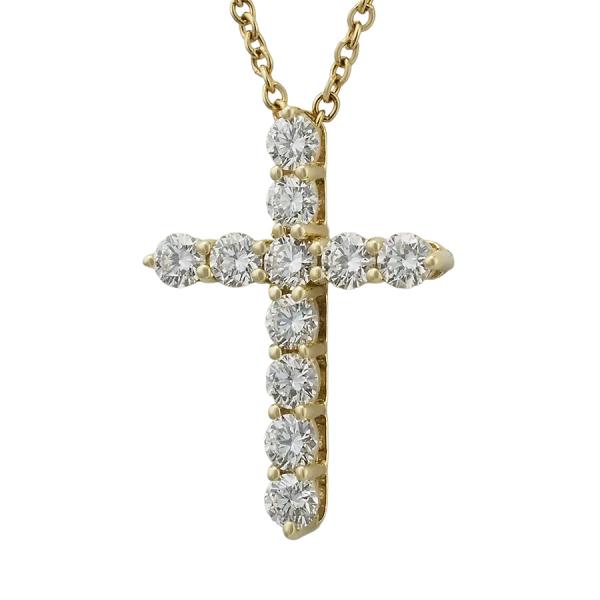ティファニー ダイヤモンド スモールクロス ネックレス K18YG 箱付