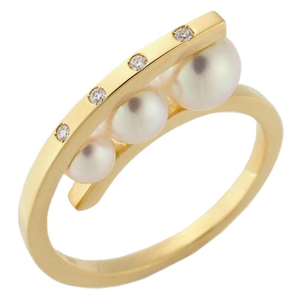 タサキ パール ダイヤ/0.03ct ア ファイン バランス リング K18YG 14号