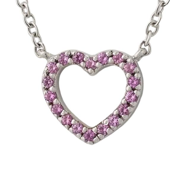 ティファニー ピンクサファイア メトロハート ネックレス K18WG
