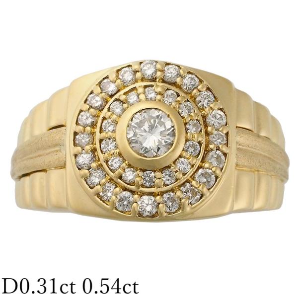 印台 ダイヤモンド/0.31ct 0.54ct シグネットリング メンズ リング K18YG 26号