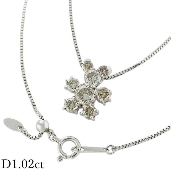 ダイヤモンド/1.02ct ネックレス K18WG Pt850