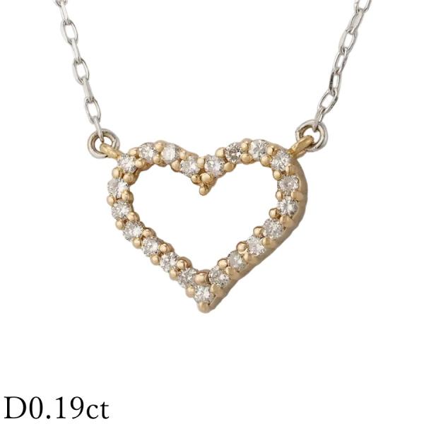 ヴァンドーム青山 ダイヤモンド/0.19ct ハート ネックレス K18YG K18WG
