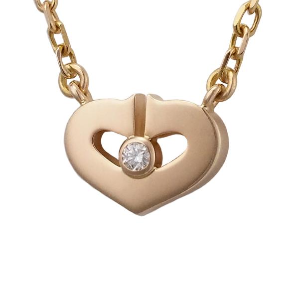 カルティエ ダイヤモンド Cハート ネックレス K18PG