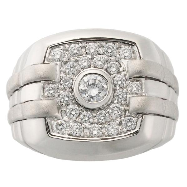 ダイヤモンド 印台 メンズ シグネット リング K18WG 16号