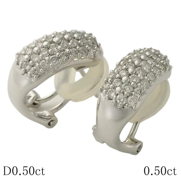 ダイヤモンド/0.50ct 0.50ct フープ ピアス Pt900 K18WG