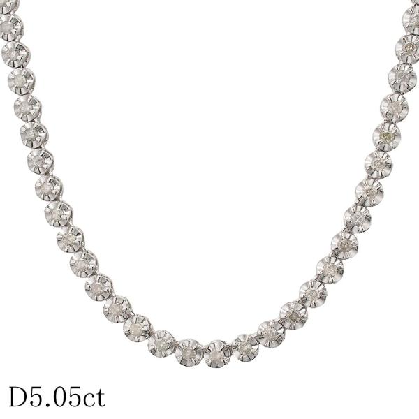 ダイヤモンド/5.05ct テニス ネックレス K18WG