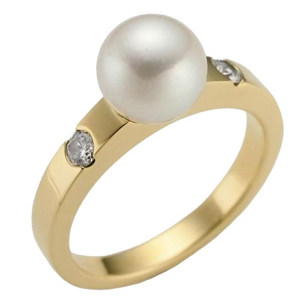 ミキモト パール ダイヤモンド リング K18YG 13号