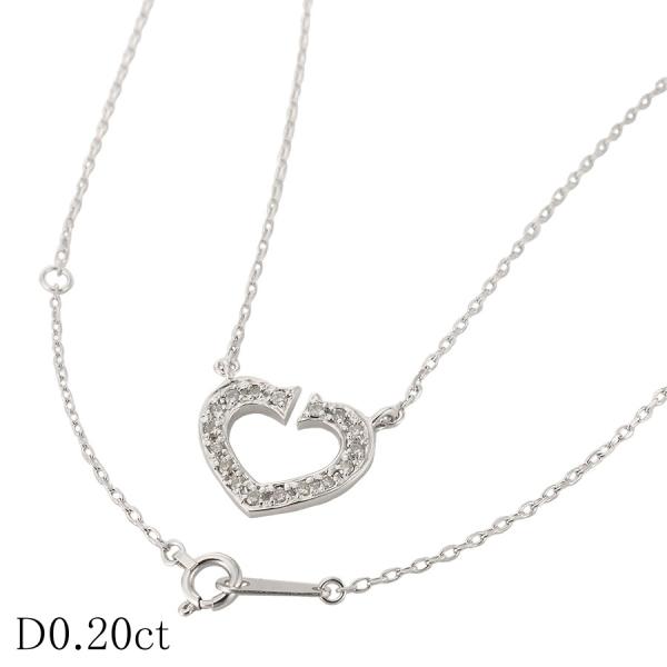 ダイヤモンド/0.20ct ハートモチーフ ネックレス K18WG