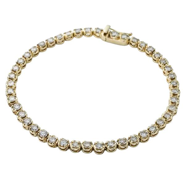 ダイヤモンド/3.00ct テニス ブレスレット K18YG