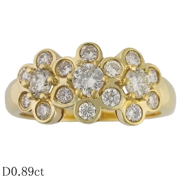 ダイヤモンド/0.89ct デザイン リング K18YG 13号