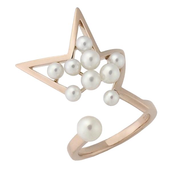 タサキ パール アブストラクトスター リング K18PG 8号