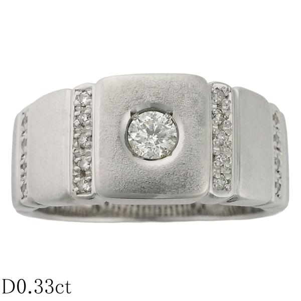 ダイヤモンド/0.33ct 印台 メンズ リング K14WG 19号