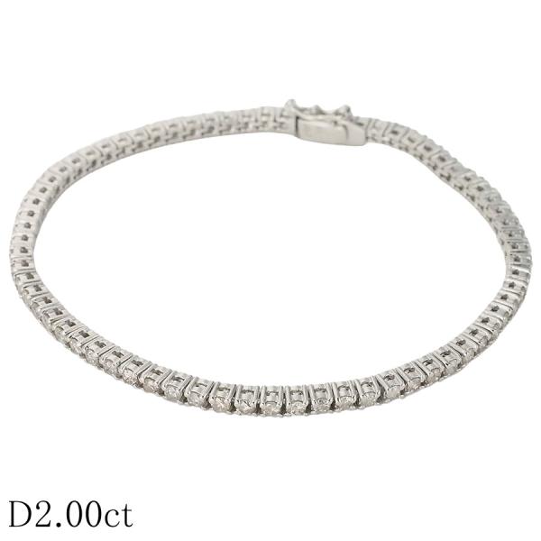 ダイヤモンド/2.00ct テニス ブレスレット K18WG