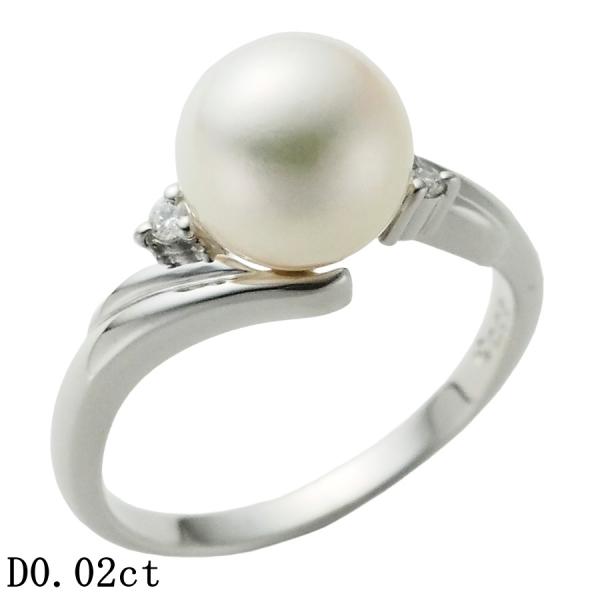 タサキ パール ダイヤモンド/0.02ct リング Pt900 11号