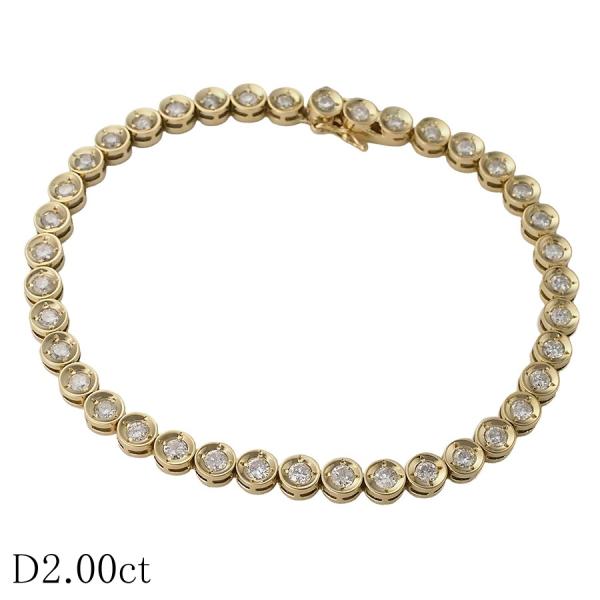 ダイヤモンド/2.00ct テニス ブレスレット K18YG