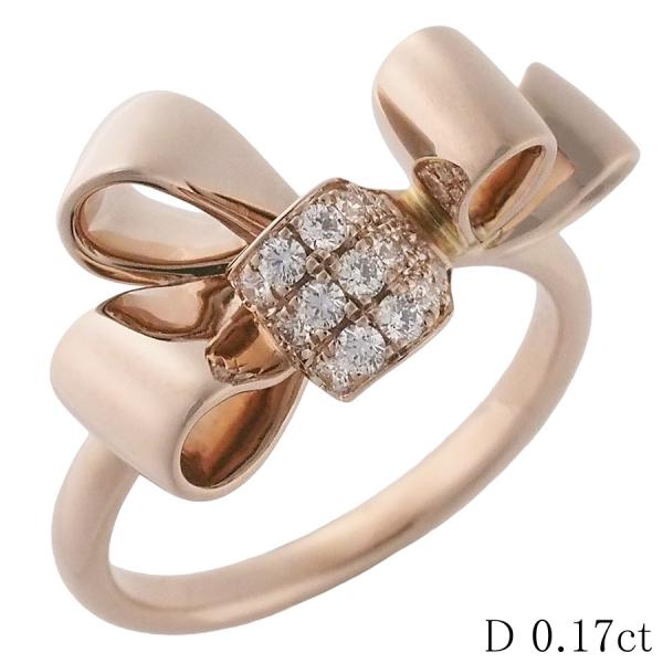 タサキ ダイヤモンド ウララ リボンモチーフ リング K18PG 15.5号