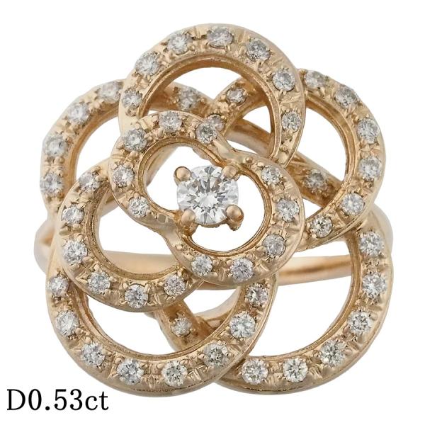 ダイヤモンド/0.53ct フラワーモチーフ リング K18YG 13.5号