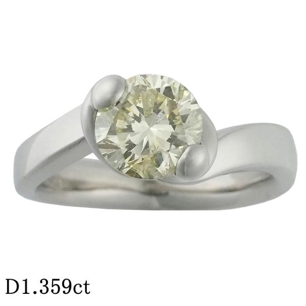 一粒ダイヤモンド/1.359ct リング Pt900 11.5号