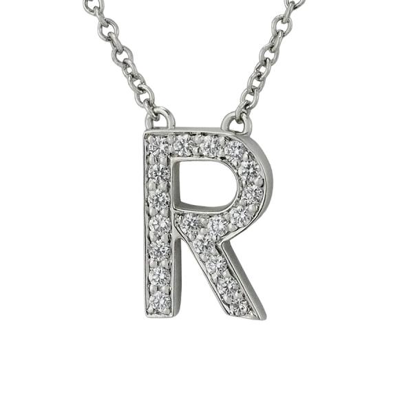 ティファニー ダイヤモンド レター イニシャルR ネックレス Pt950 箱付