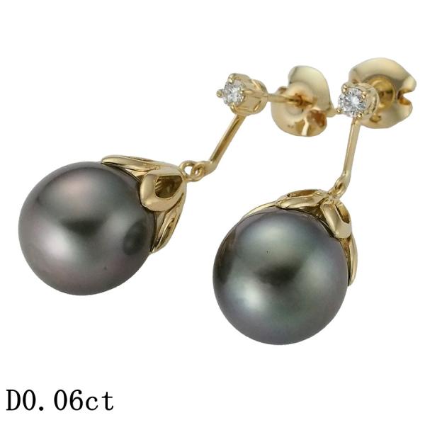 タサキ タヒチパール ダイヤモンド/0.06ct×2 ピアス K18YG