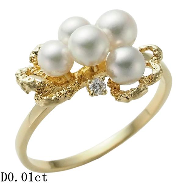 タサキ パール ダイヤモンド/0.01ct リング K18YG 10.5号
