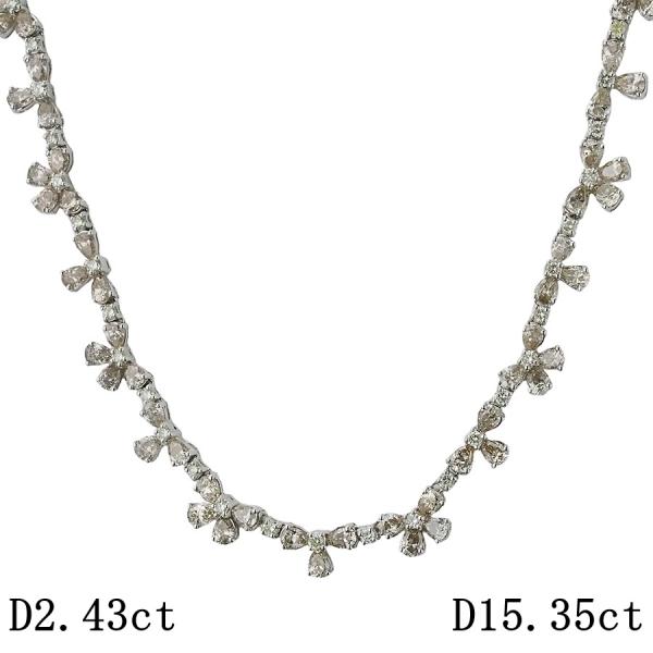 ダイヤモンド/2.43ct ダイヤ/15.35ct デザイン ネックレス K18WG