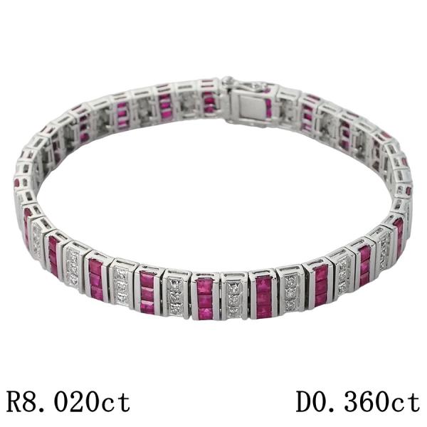 ルビー/8.020ct ダイヤモンド/0.360ct デザイン ブレスレット K14WG