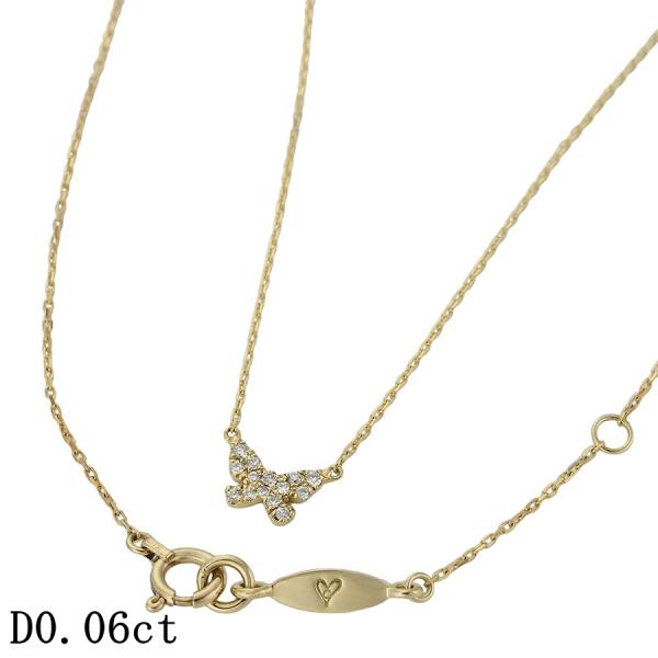 アーカー ダイヤモンド/0.06ct バタフライパヴェ ネックレス K18YG 箱付