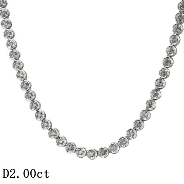 ダイヤモンド/2.00ct テニス ネックレス K18WG