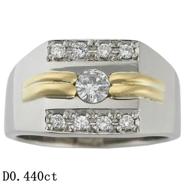 ダイヤモンド/0.440ct 印台 メンズ リング Pt900 K18YG 22号