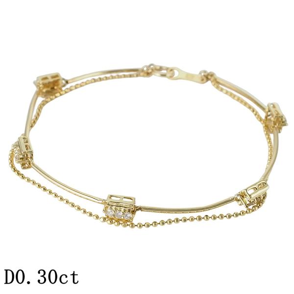 ダイヤモンド/0.30ct デザイン ブレスレット K18YG