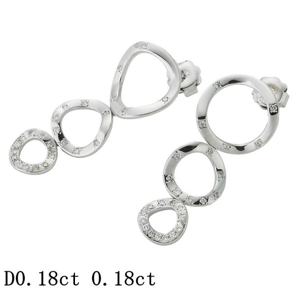 ミキモト ダイヤモンド/0.18ct×2 サークル ピアス K18WG