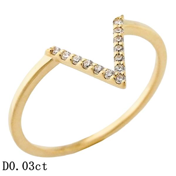 エテ ダイヤモンド/0.03ct Vライン リング K18YG 9号