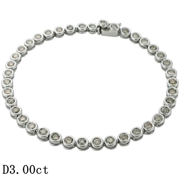 ダイヤモンド/3.00ct テニス ブレスレット K18WG