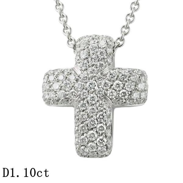 ポンテヴェキオ ダイヤモンド/1.10ct クロスモチーフ ネックレス K18WG