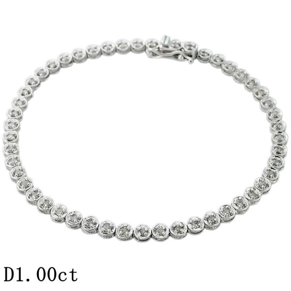 ダイヤモンド/1.00ct テニス ブレスレット K18WG