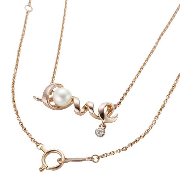 ミキモト パール ダイヤモンド LOVE ネックレス PP-20549I K18PG